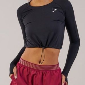 Gymshark Drawcord Crop Top in Black